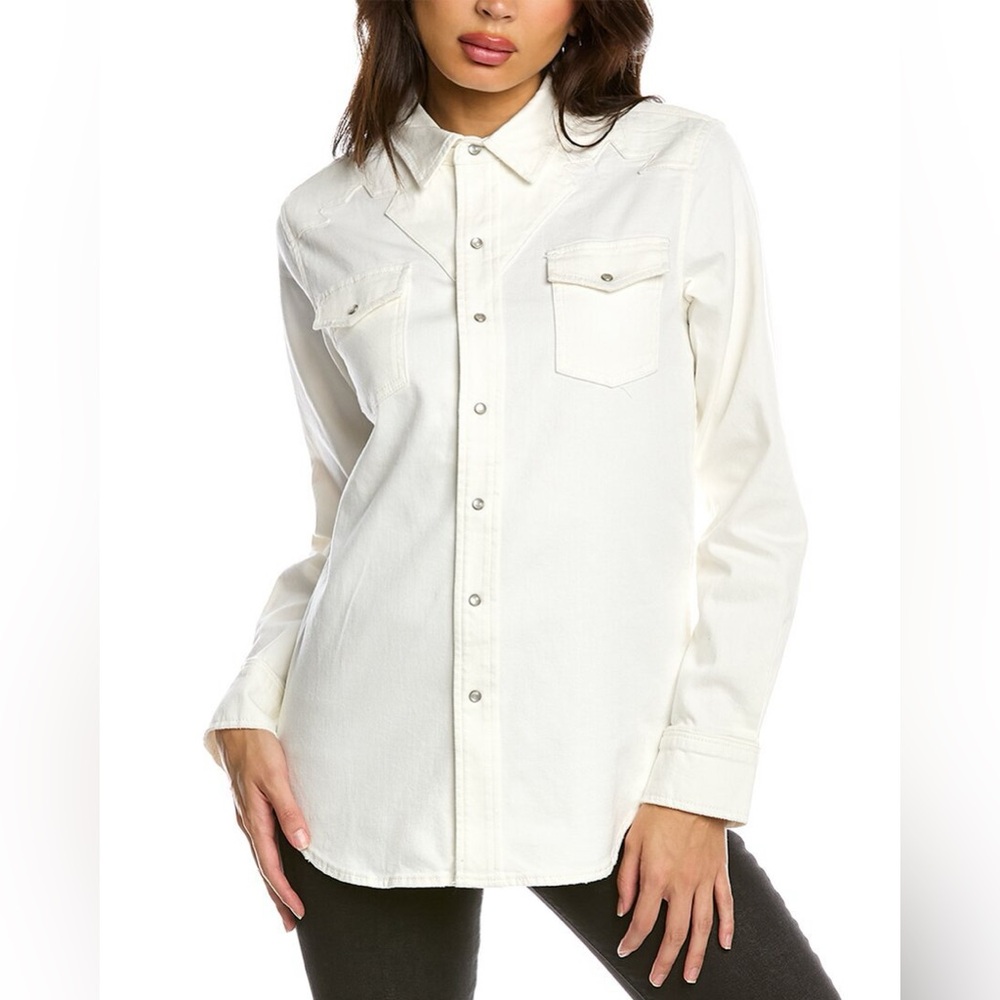 10.11 Studios NWOT Eva Shirt White Button Down Blouse Size S